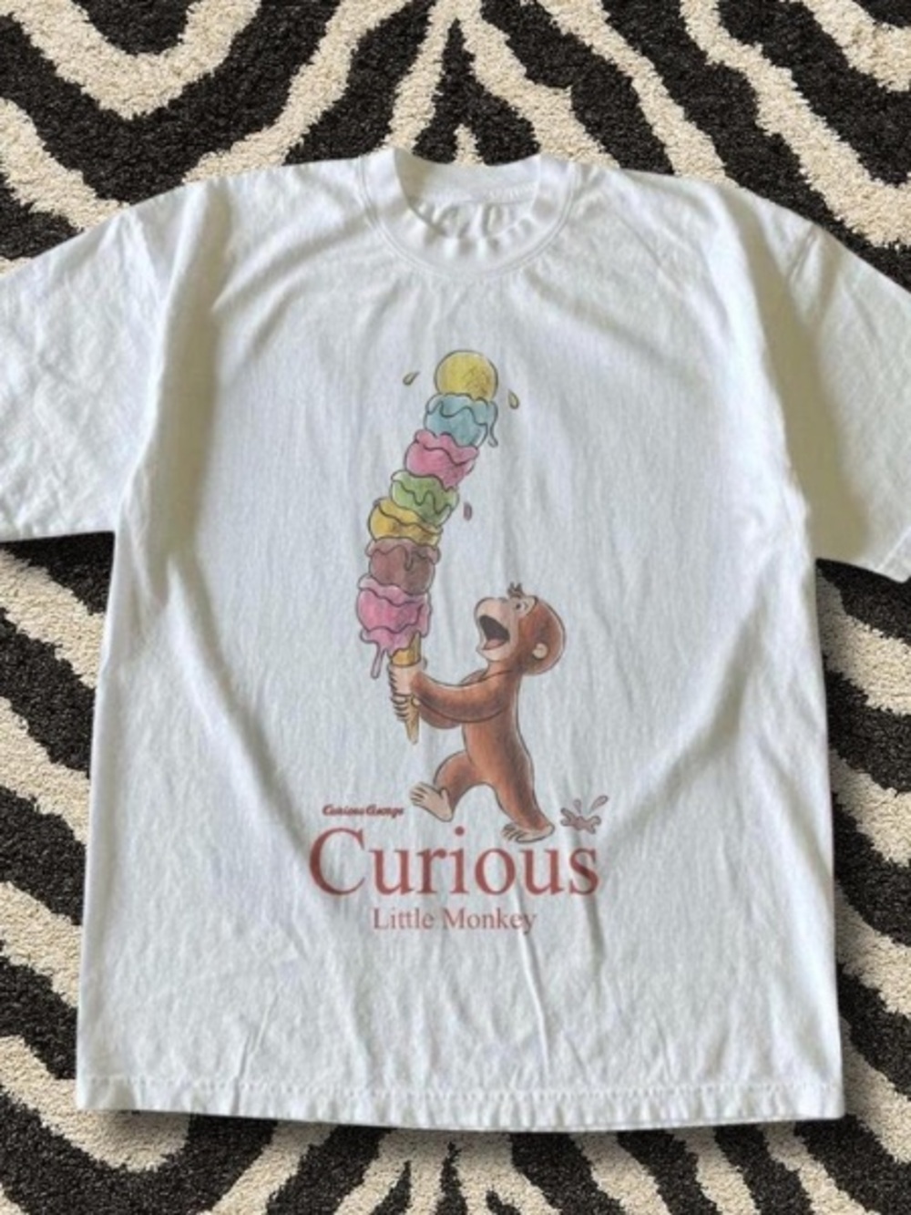 White Curious George Little Monkey Graphic Tee